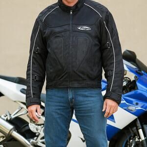 NITRO RACING Men's black padded dura guard motorcycle jacket size small